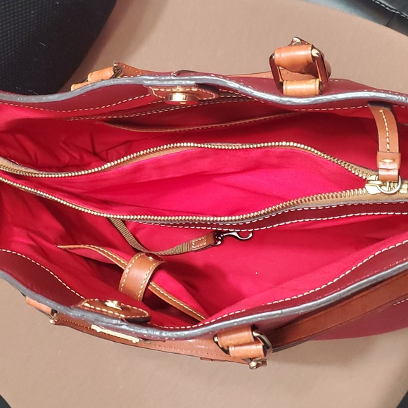 Dooney & Bourke Red and Tan Chelsea Leather Tote - Picture 7 of 8